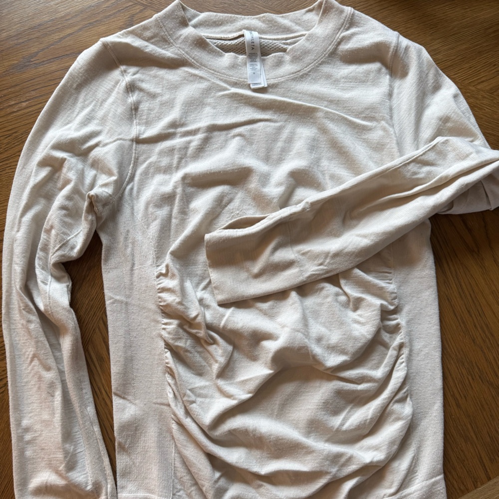 Athleta Cream Long Sleeve Top
